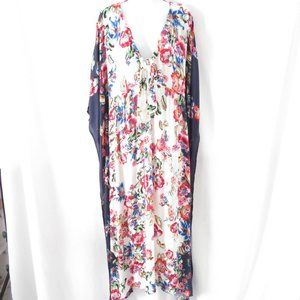 Johnny Was "Maya" Caftan Dress Coverup Floral Pullover Beach Size XL